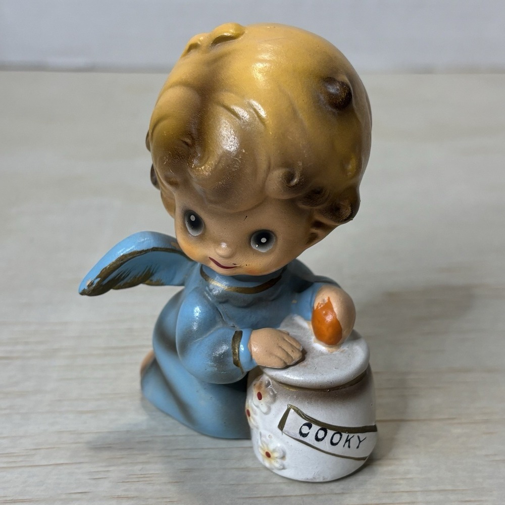 Josef Originals Wee Folks Blonde Baby Angel Sneaking In COOKY Jar VTG Porcelain - Picture 3 of 8